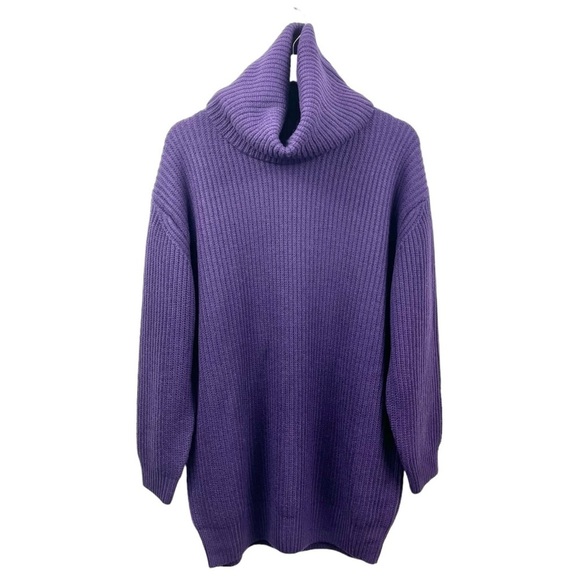Babaton 1-01 Purple 100% Heavy Gauge Merino Sweater Dress Size 2 (Medium) - Picture 2 of 6